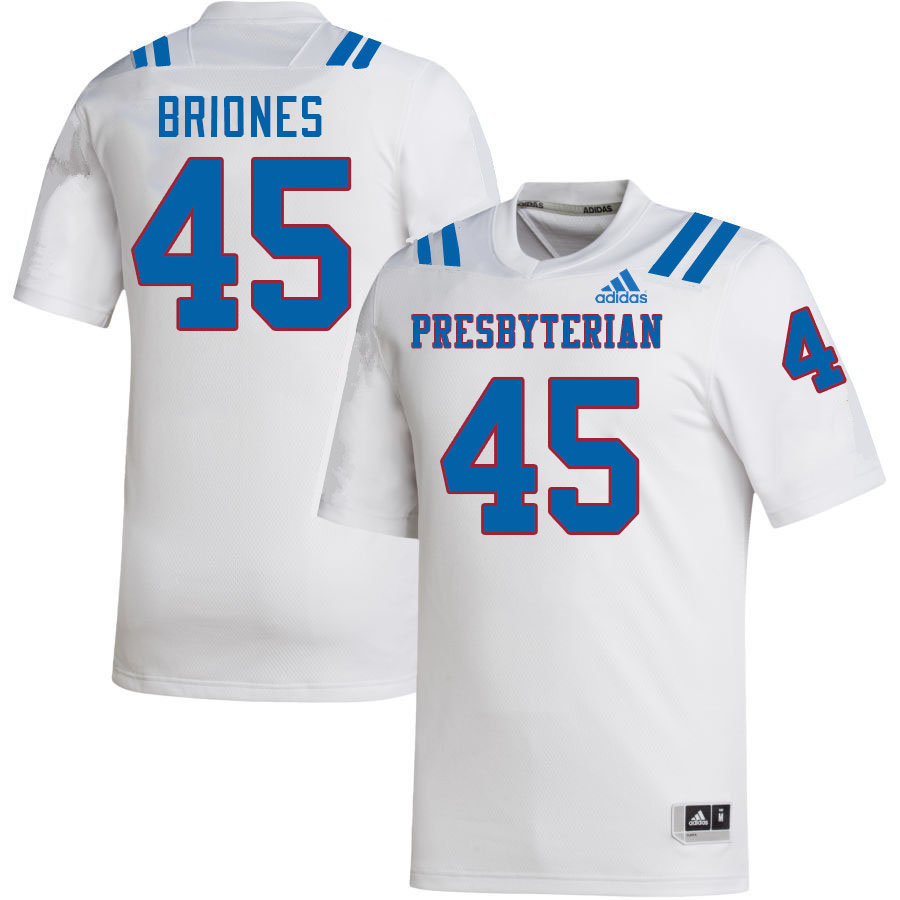 Men-Youth #45 Jason Briones Presbyterian Blue Hose 2023 College Football Jerseys Stitched Sale-White